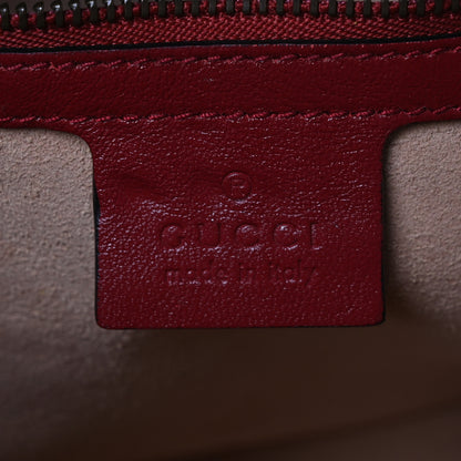 Gucci Vintage Effect Calfskin Matelasse Diagonal Small Torchon GG Marmont Bamboo Top Handle Shoulder Bag Black Romantic Cherry 6 of 10