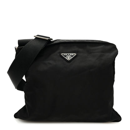 Prada Tessuto Nylon Saffiano Flat Messenger Bag Black 1 of 9