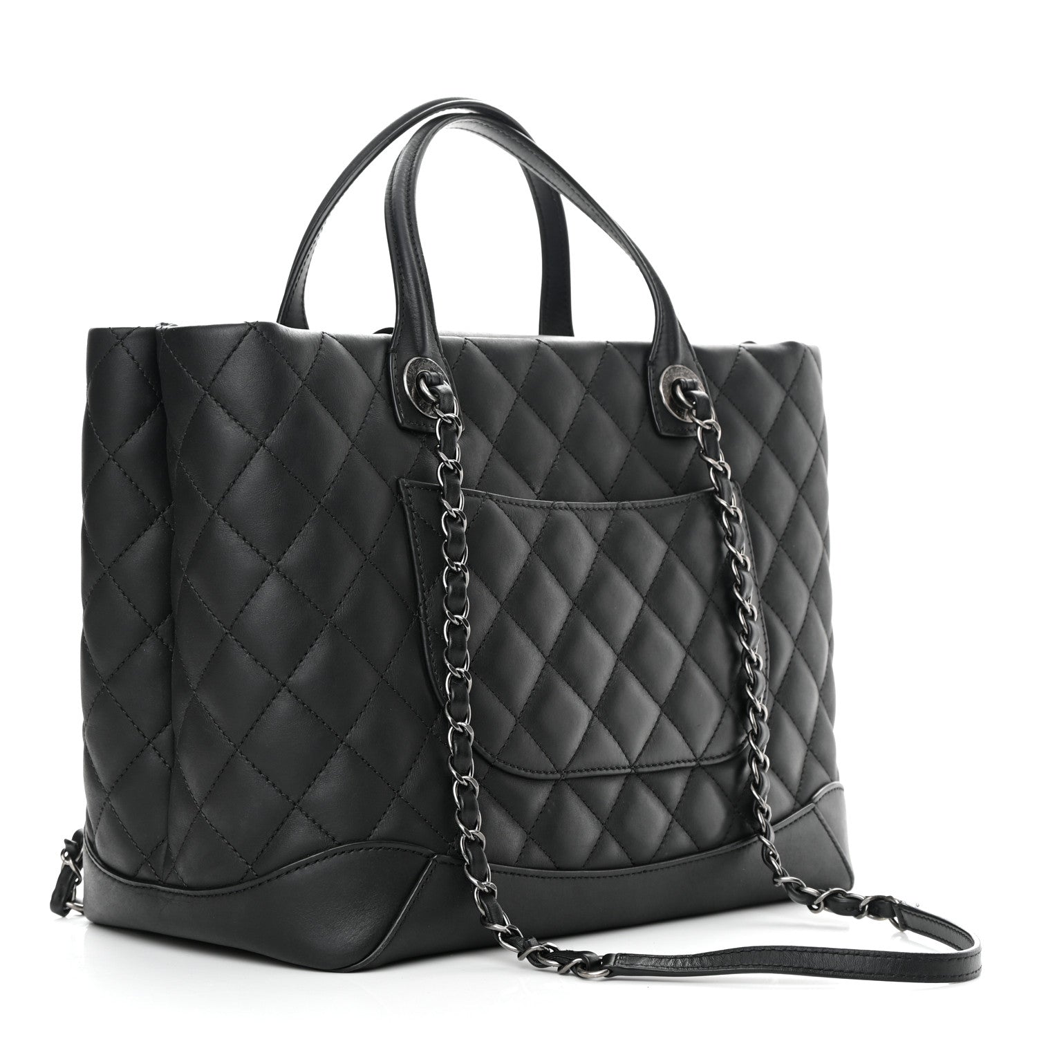 Chanel Calfskin Quilted Small Easy Shopping Tote Black 2 of 13