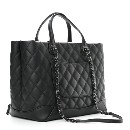 Chanel Calfskin Quilted Small Easy Shopping Tote Black 2 of 13