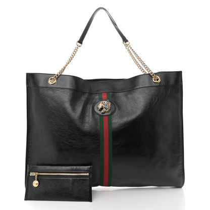 Gucci Calfskin Maxi Rajah Chain Tote Black 3 of 11