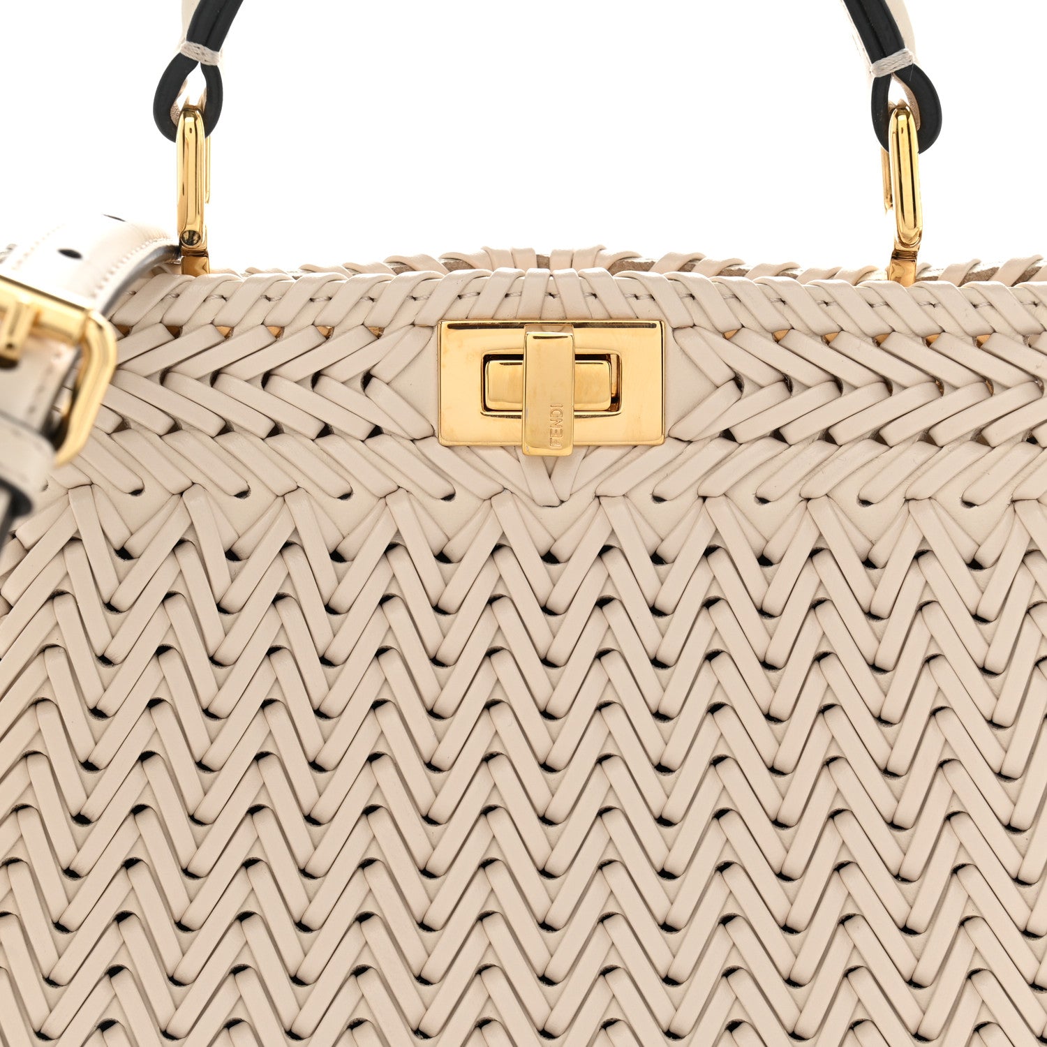 Fendi Vitello King Shiny Nappa Intreccio Petite Peekaboo I SEE U Satchel  Camelia 8 of 10