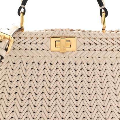 Fendi Vitello King Shiny Nappa Intreccio Petite Peekaboo I SEE U Satchel  Camelia 8 of 10