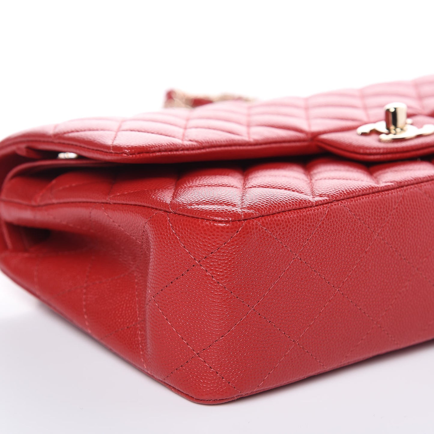 Caviar Quilted Medium Double Flap Red
