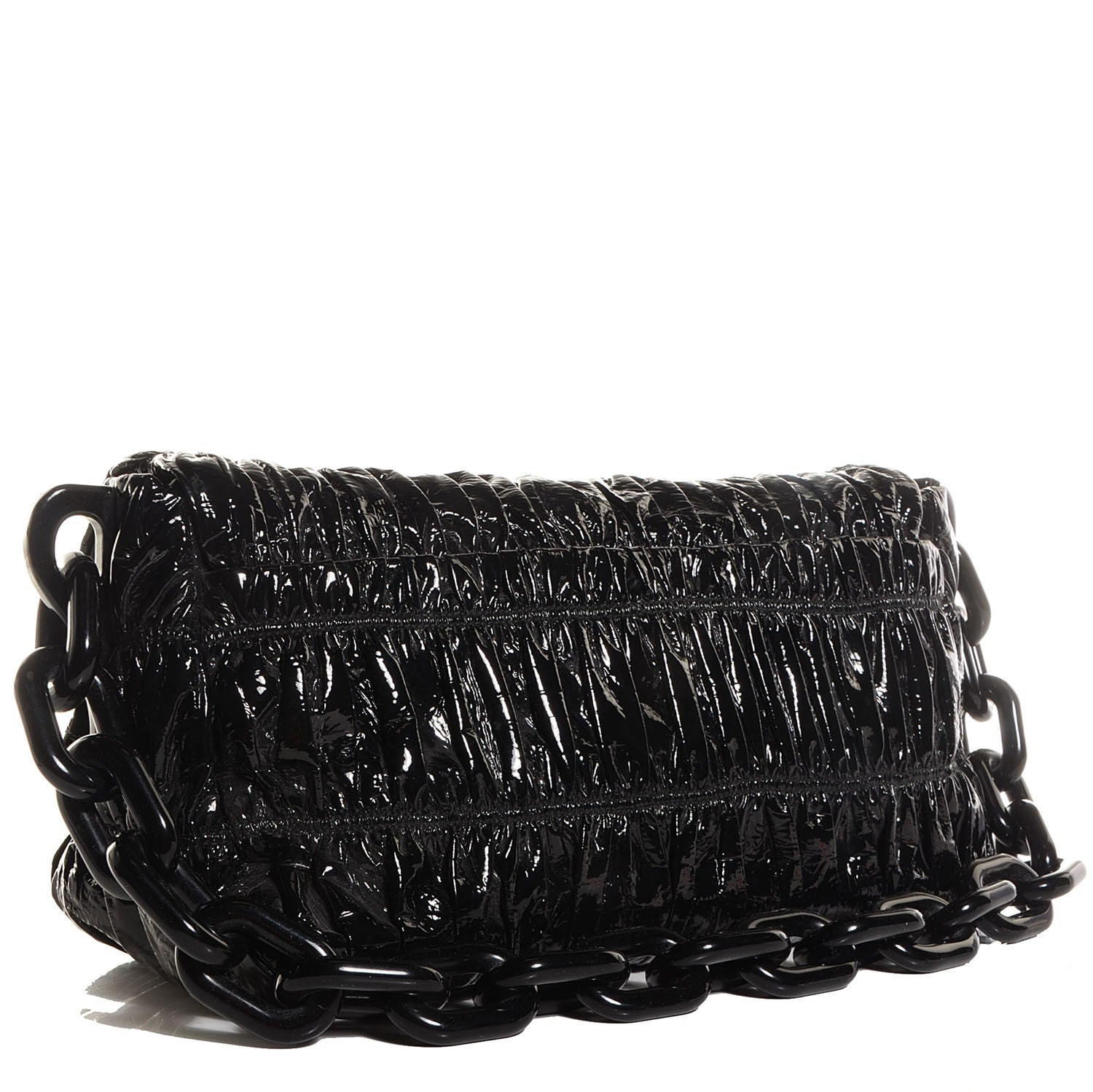 Prada Vernice Gaufre Shoulder Bag Black 3 of 12