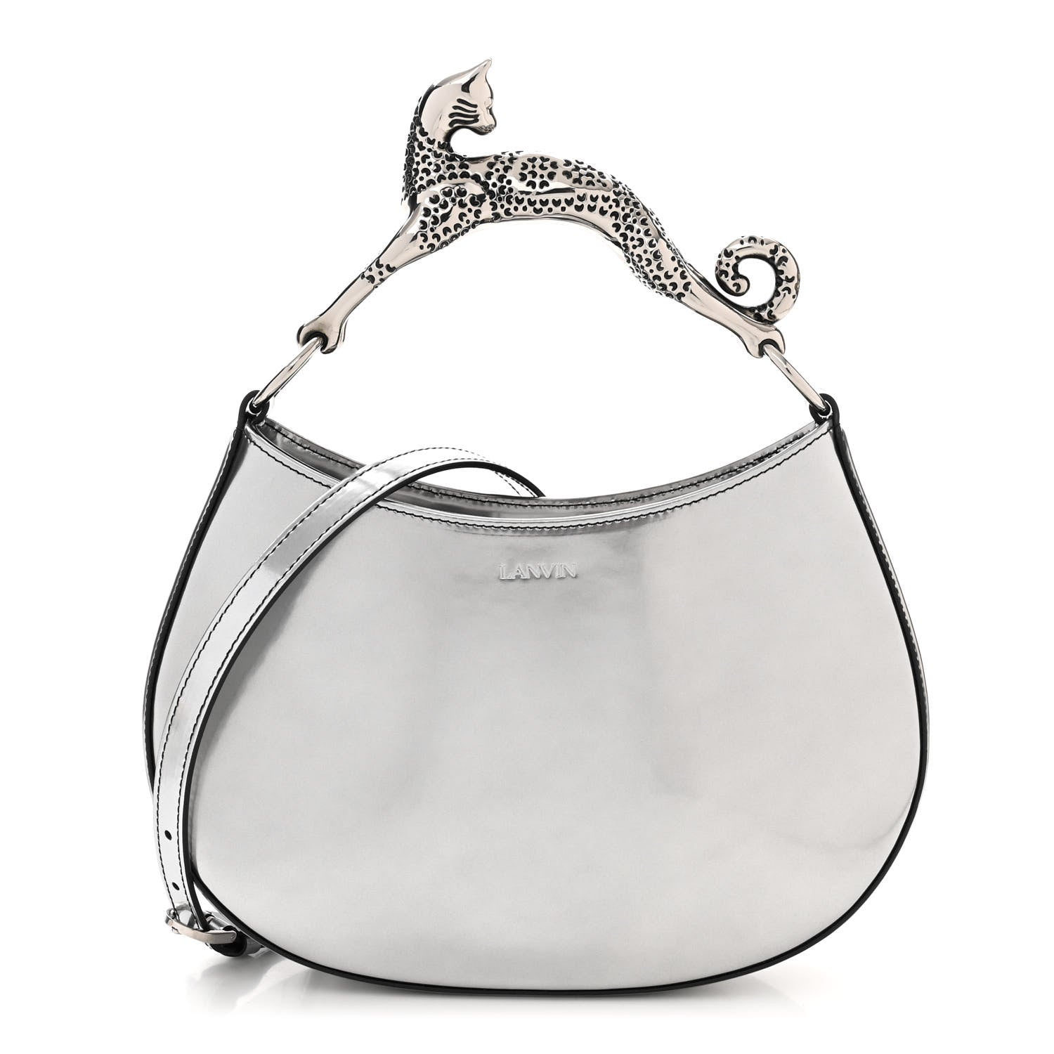 Lanvin Metallic Calfskin Cat Hobo Silver 1 of 10