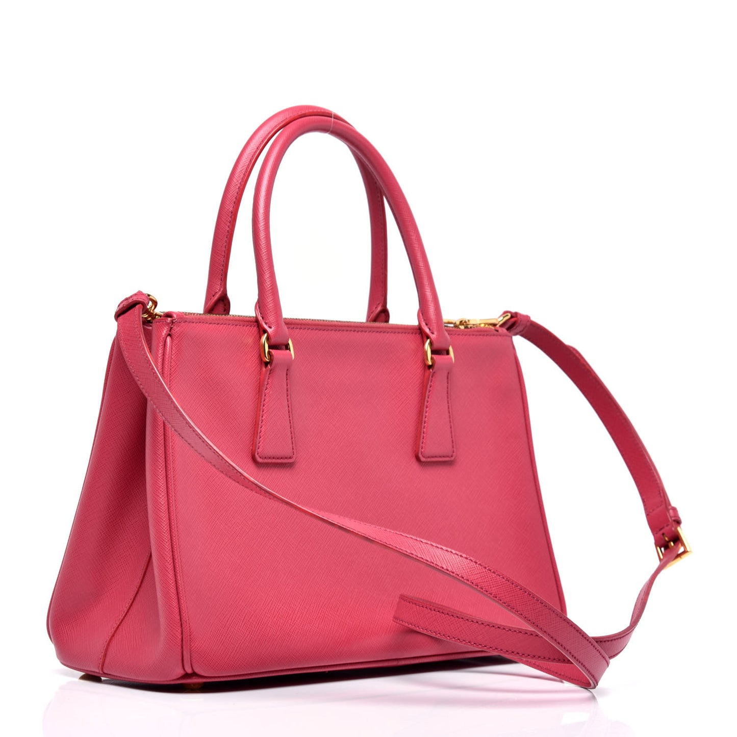 Saffiano Small Galleria Double Zip Tote Fuxia