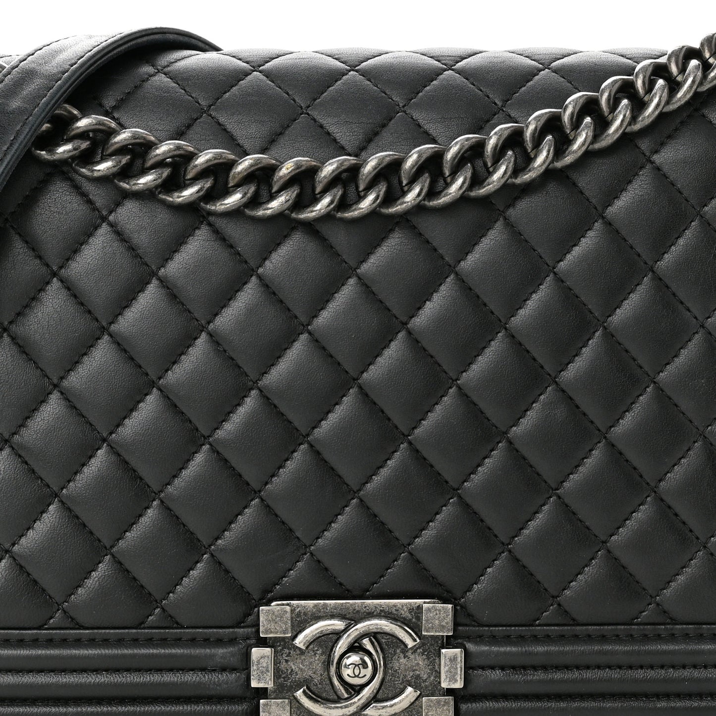 Lambskin Quilted New Medium Boy Flap Black
