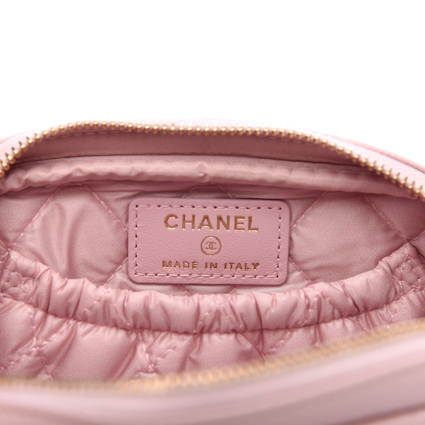 Caviar Quilted Small Curvy Pouch Cosmetic Case Light Pink