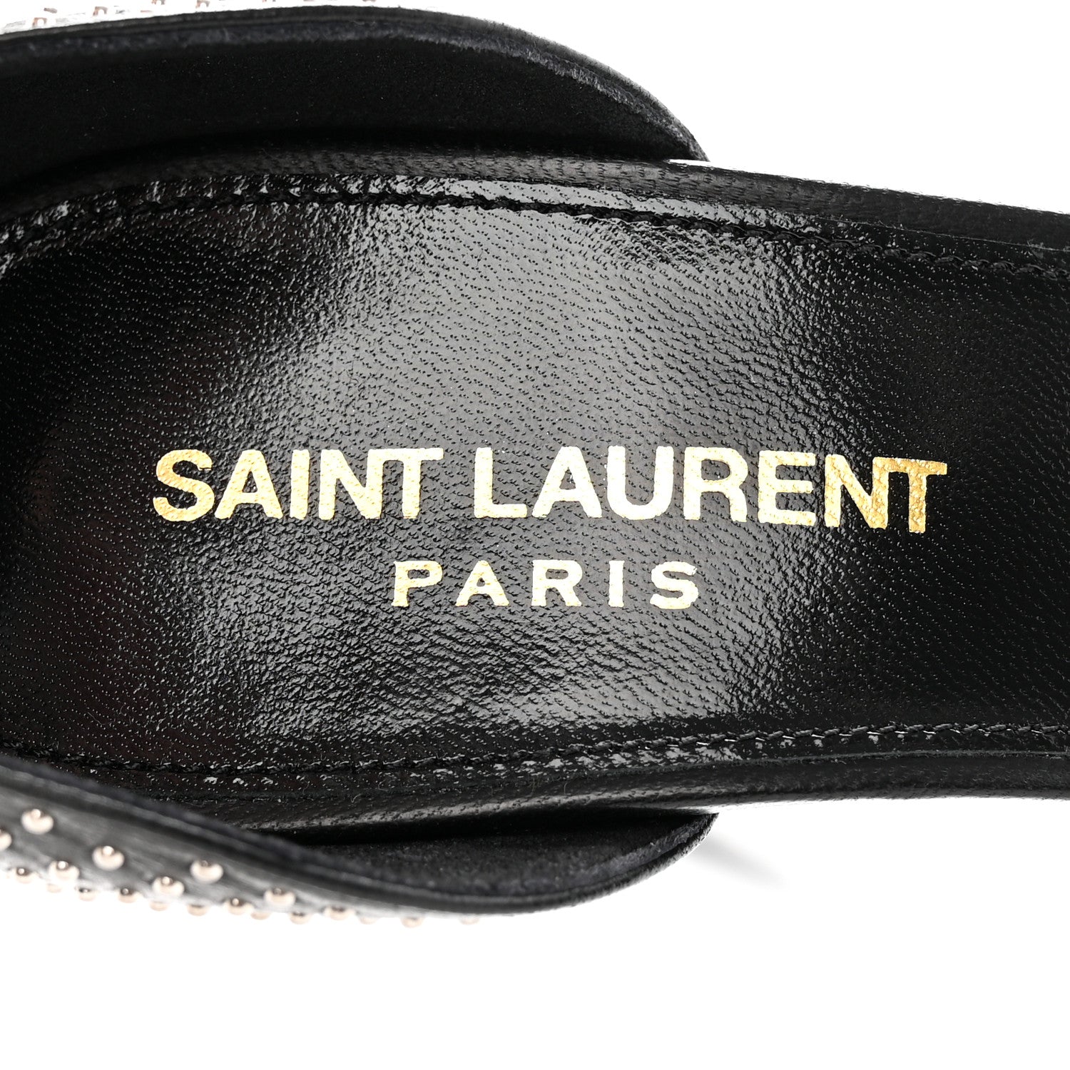 Saint Laurent Calfskin Studded Opyum Sandals 36.5 Black 8 of 10
