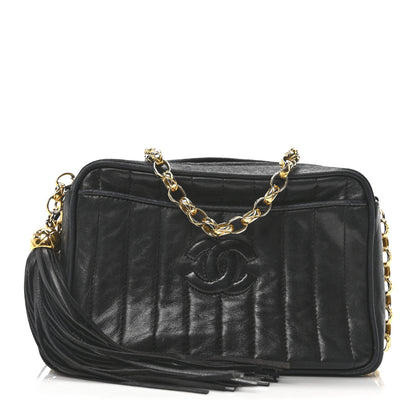 Chanel Lambskin Vertical Quilted Tassel Camera Case Black 1 of 10