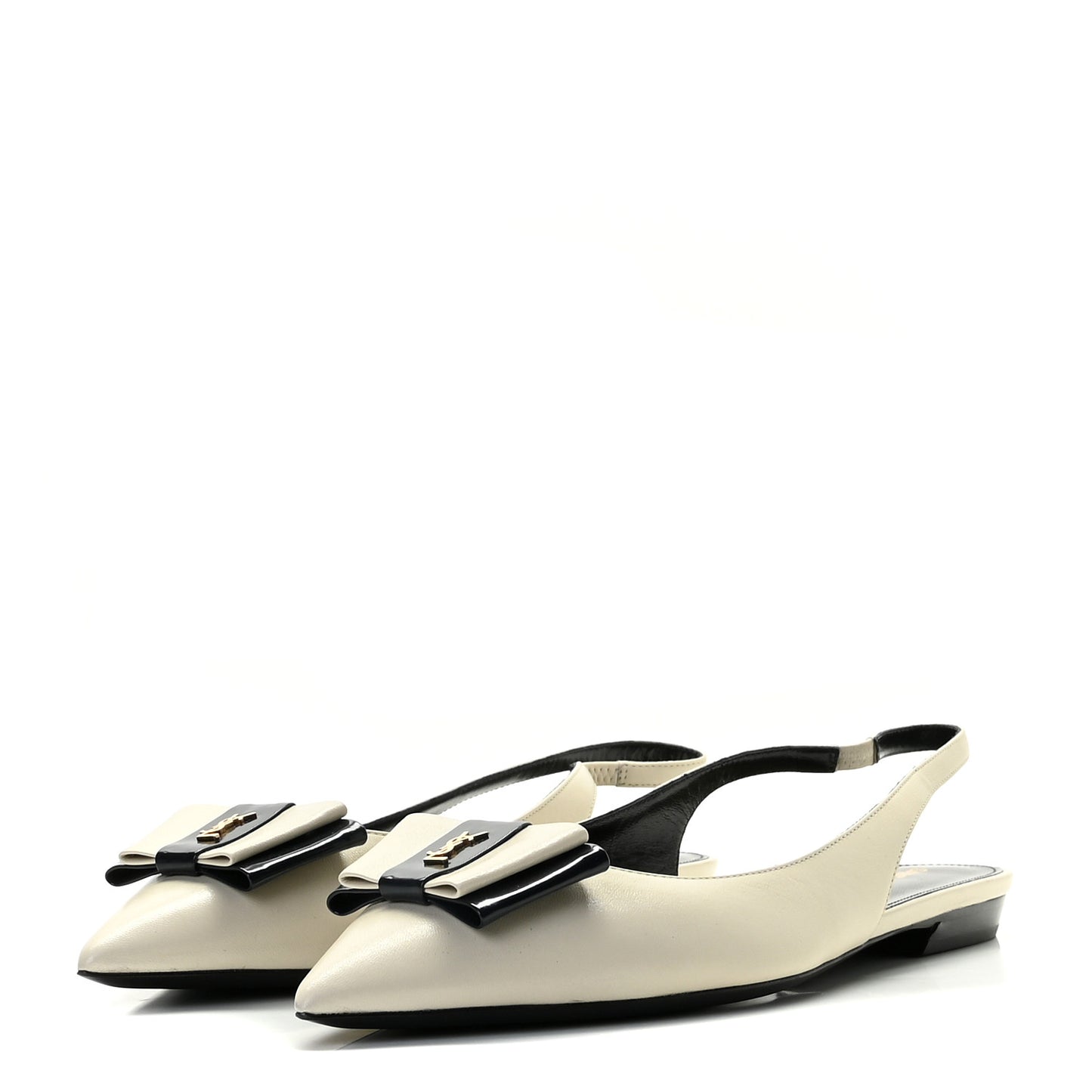 Patent Smooth Lambskin Anais Slingback Flats 39.5 Navy Pearl