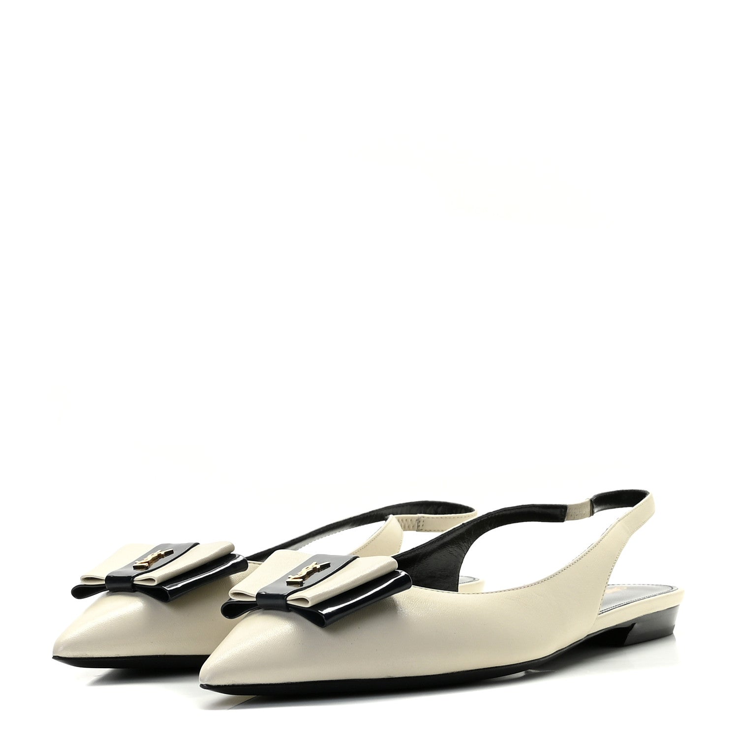 Saint Laurent Patent Smooth Lambskin Anais Slingback Flats 39.5 Navy Pearl 2 of 11