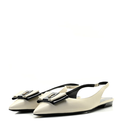 Saint Laurent Patent Smooth Lambskin Anais Slingback Flats 39.5 Navy Pearl 2 of 11