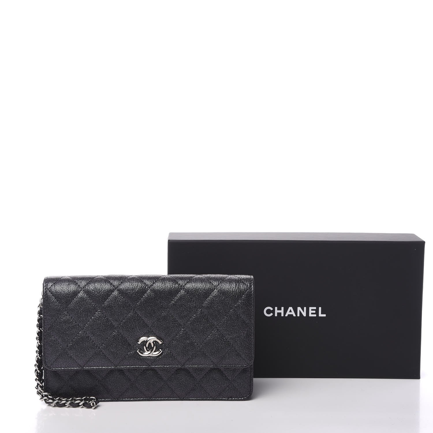 Chanel Iridescent Caviar Quilted Classic Pouch Clutch Black 12 of 12