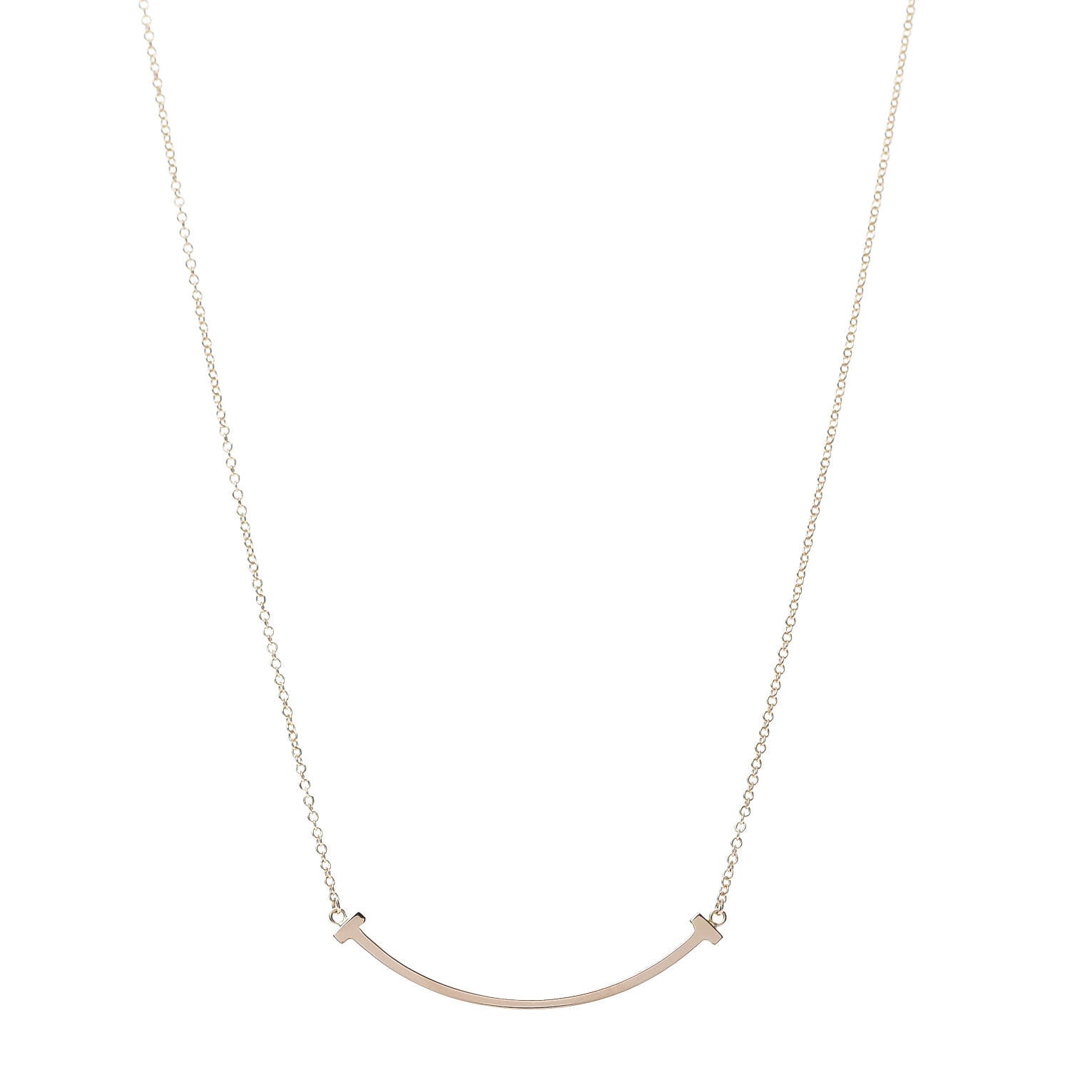 Tiffany 18K Rose Gold Small T Smile Pendant Necklace 1 of 6