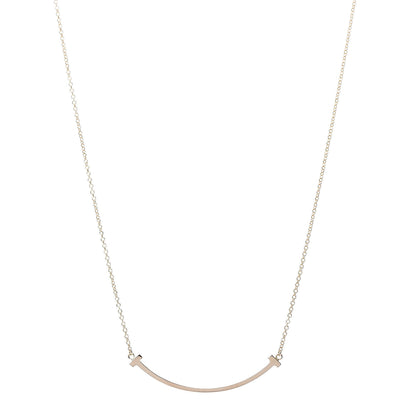 Tiffany 18K Rose Gold Small T Smile Pendant Necklace 1 of 6