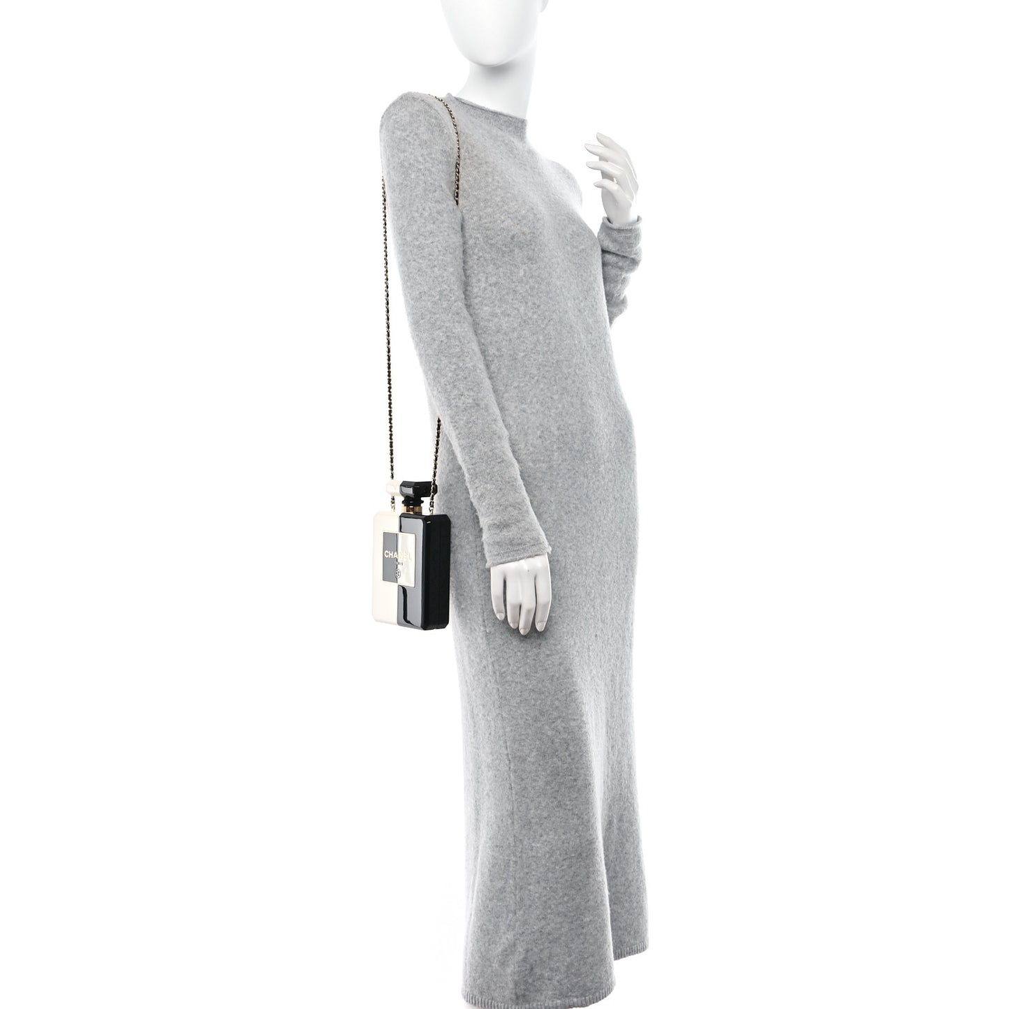 Plexiglass Perfume Bottle Clutch White Black
