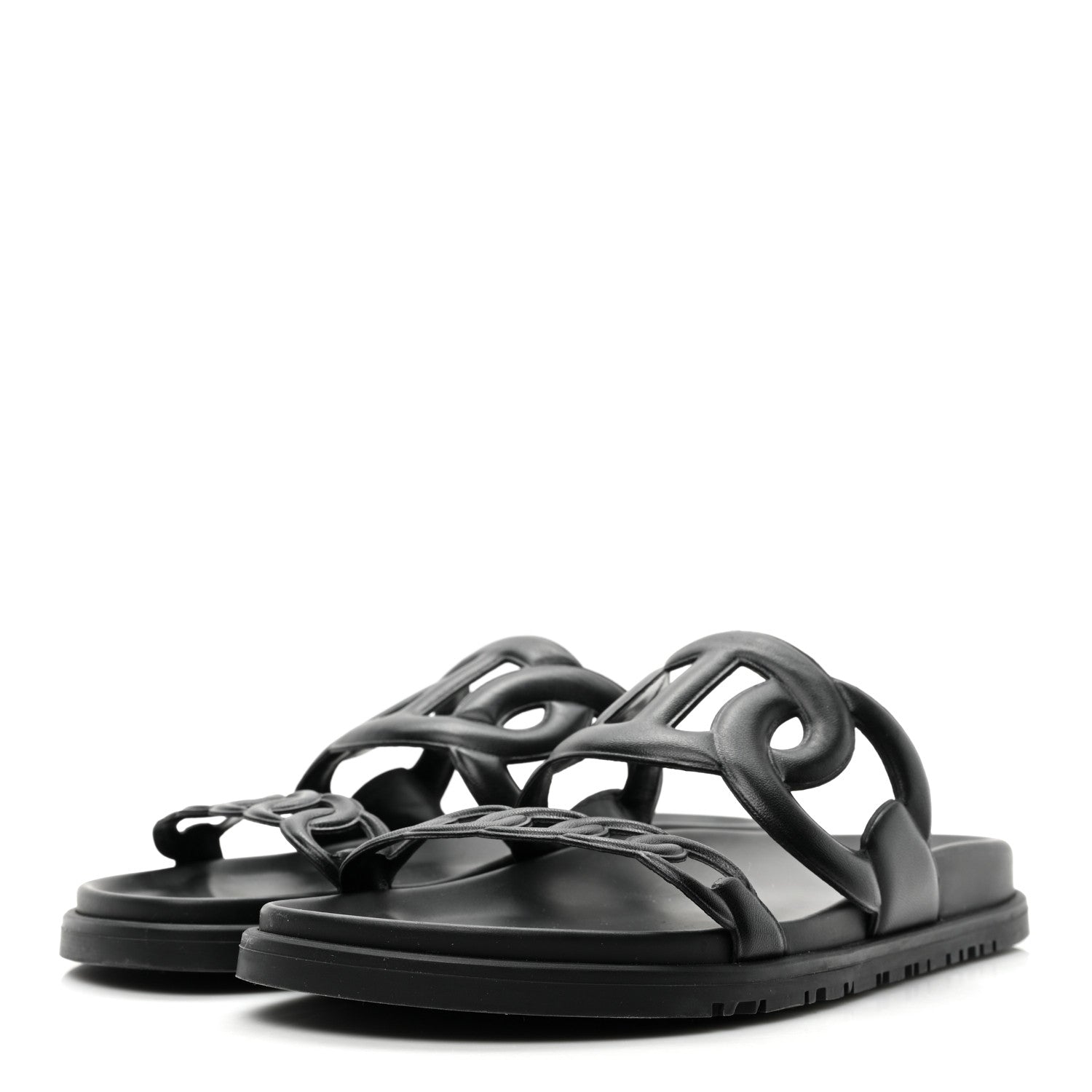 Hermes Nappa Extra Sandals 38 Black 2 of 9