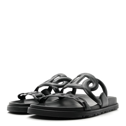 Hermes Nappa Extra Sandals 38 Black 2 of 9