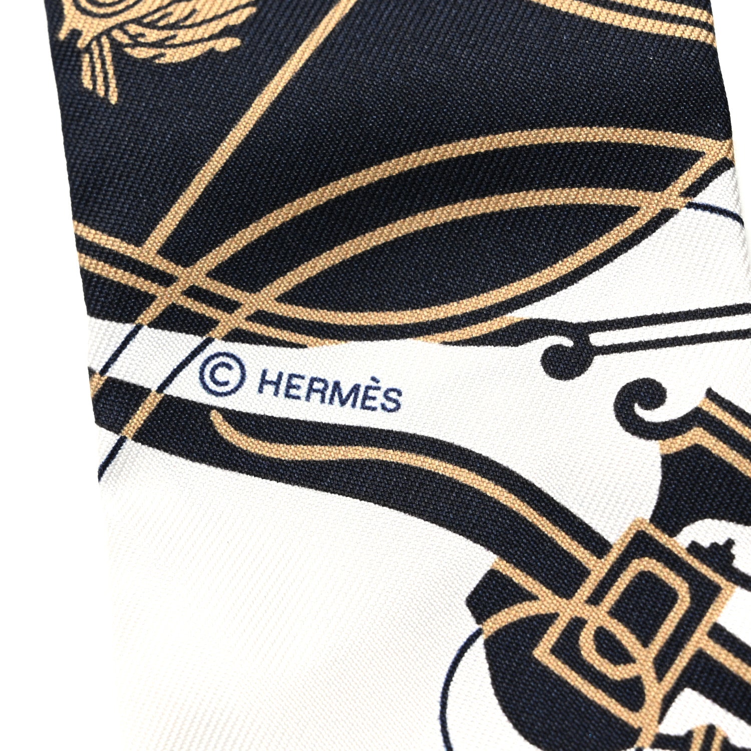 Hermes Silk Ex-Libris Twilly White Marine Gris 8 of 8