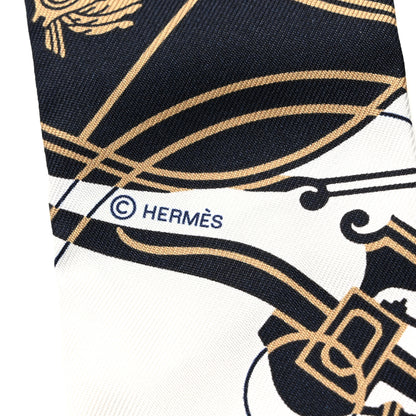 Hermes Silk Ex-Libris Twilly White Marine Gris 8 of 8