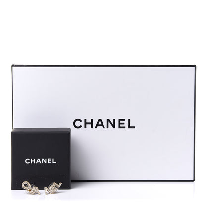 Chanel Crystal Pearl Signature Stud Earrings Gold 5 of 5
