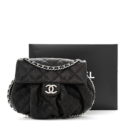 Chanel Washed Lambskin Quilted Medium Chain Around Messenger Black 11 of 11