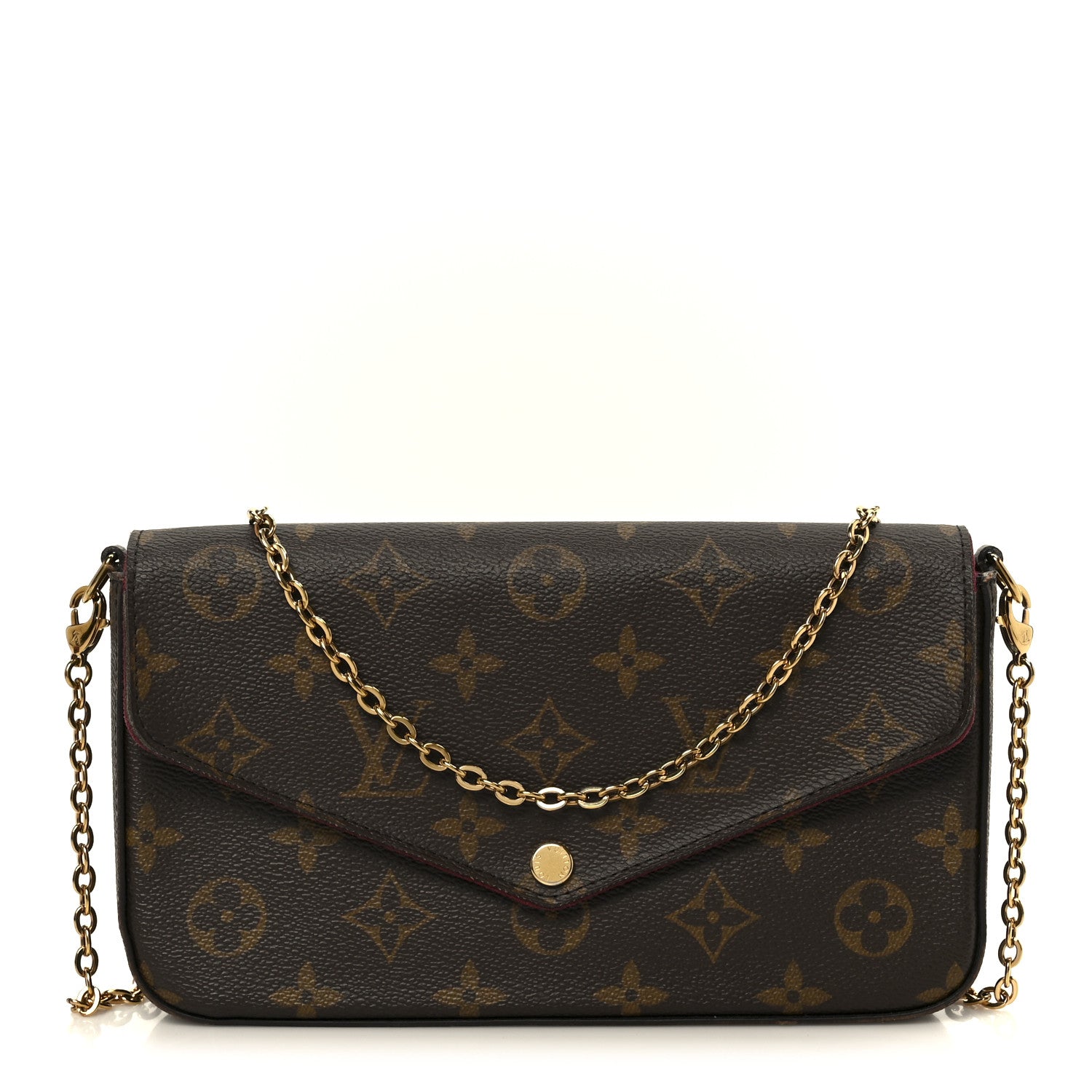 Louis Vuitton Monogram Pochette Felicie Chain Wallet Fuchsia 1 of 15