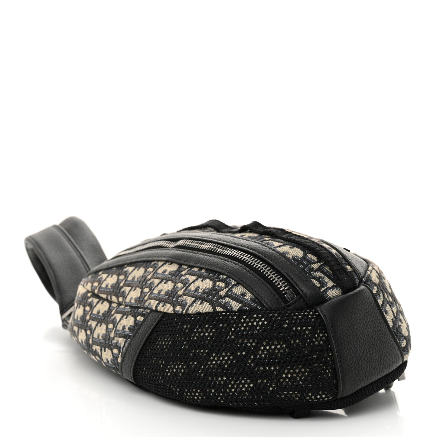 Grained Calfskin Oblique Scarab Sling Bag Blue Black