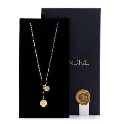 Foundrae 18K Yellow Gold Diamond Mind Body Soul Wholeness Small Karma Mini Coin Mixed Belcher Extension Chain Necklace 7 of 7