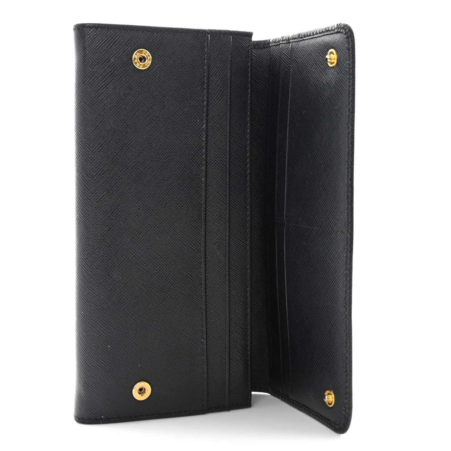 Saffiano Metal Continental Flap Wallet Black