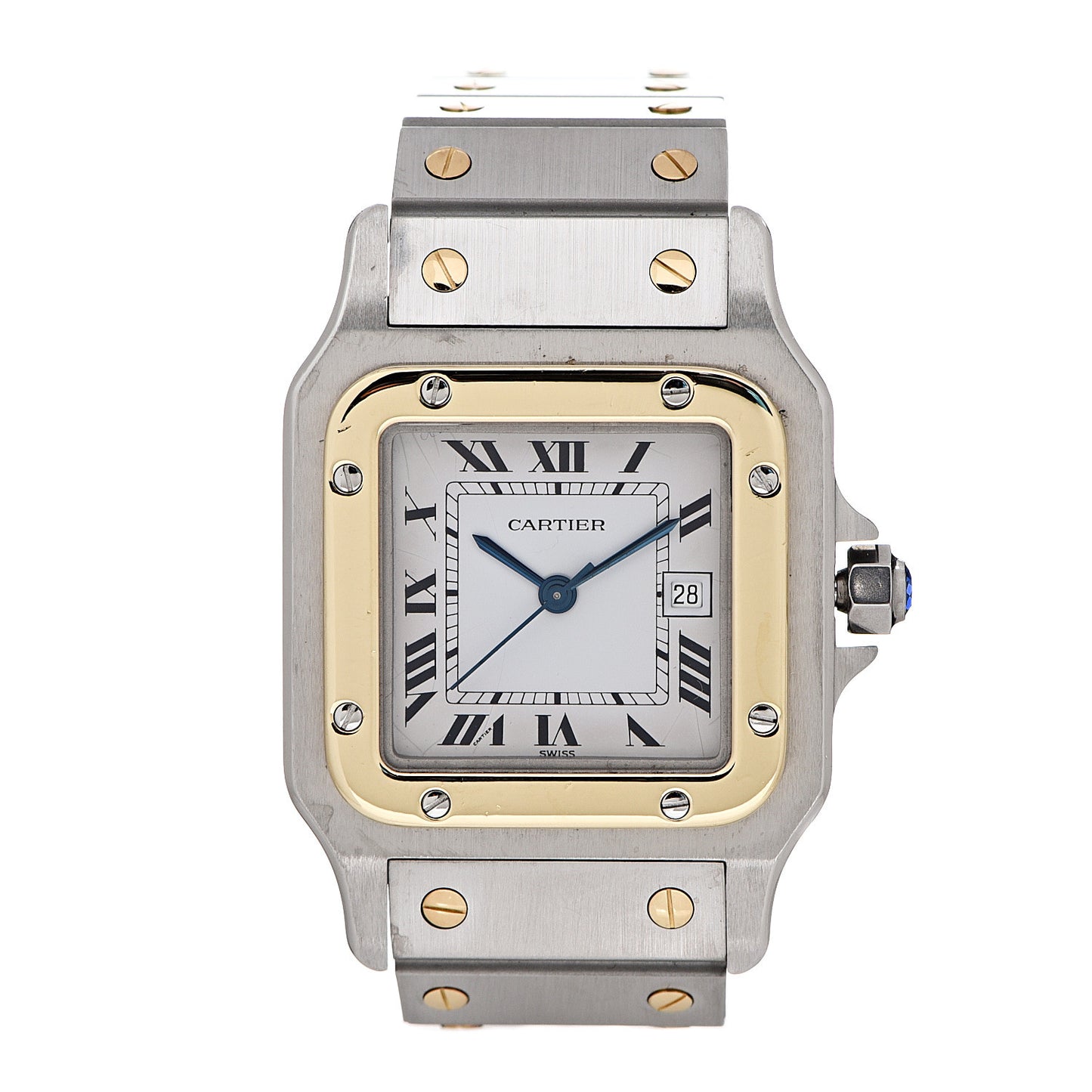 Stainless Steel 18K Yellow Gold 29mm Santos De Cartier Galbee Automatic Watch