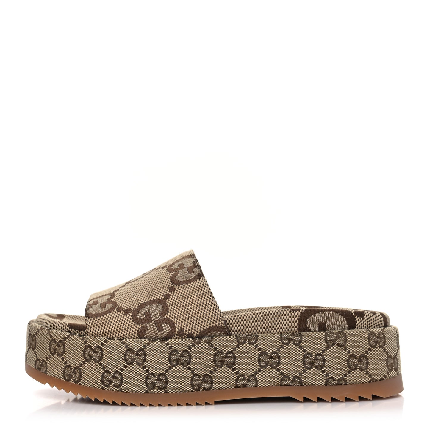 Monogram Maxi GG Angelina Platform 55mm Slide Sandals 39 Camel Ebony
