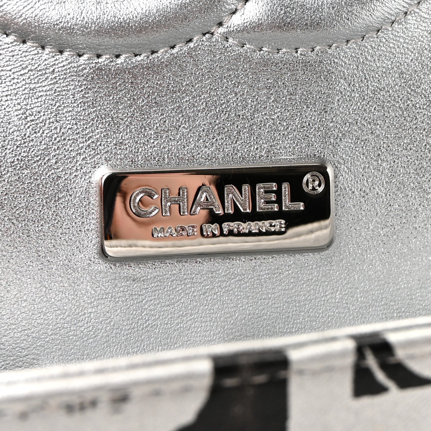 Chanel Lambskin Graffiti Printed Medium Double Flap Black Silver 6 of 10