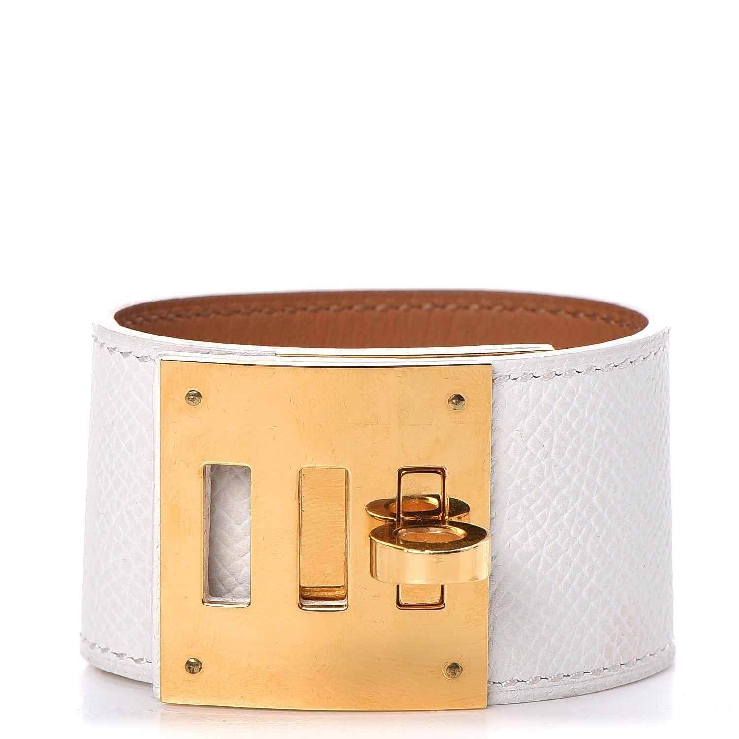 Hermes Epsom Kelly Dog Bracelet White 1 of 6
