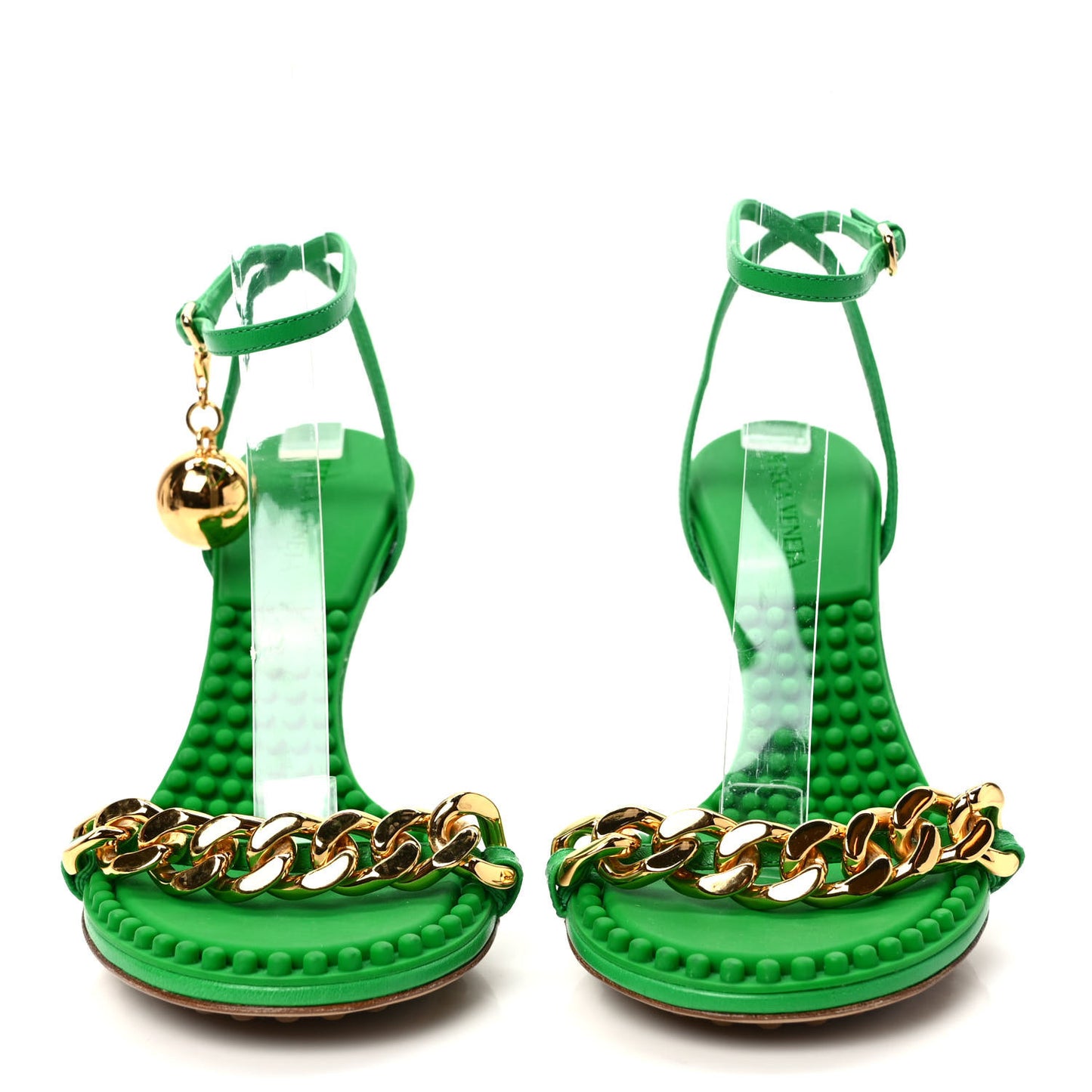 Lambskin Dot 90mm Sandals 35.5 Grass