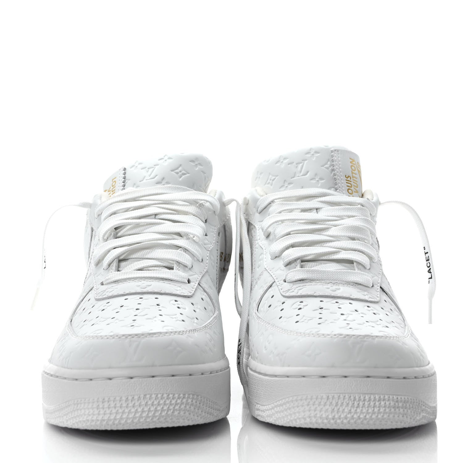 Louis Vuitton X NIKE AIR FORCE 1 Calfskin Monogram Mens Low Top Sneakers 9 White 2 of 10
