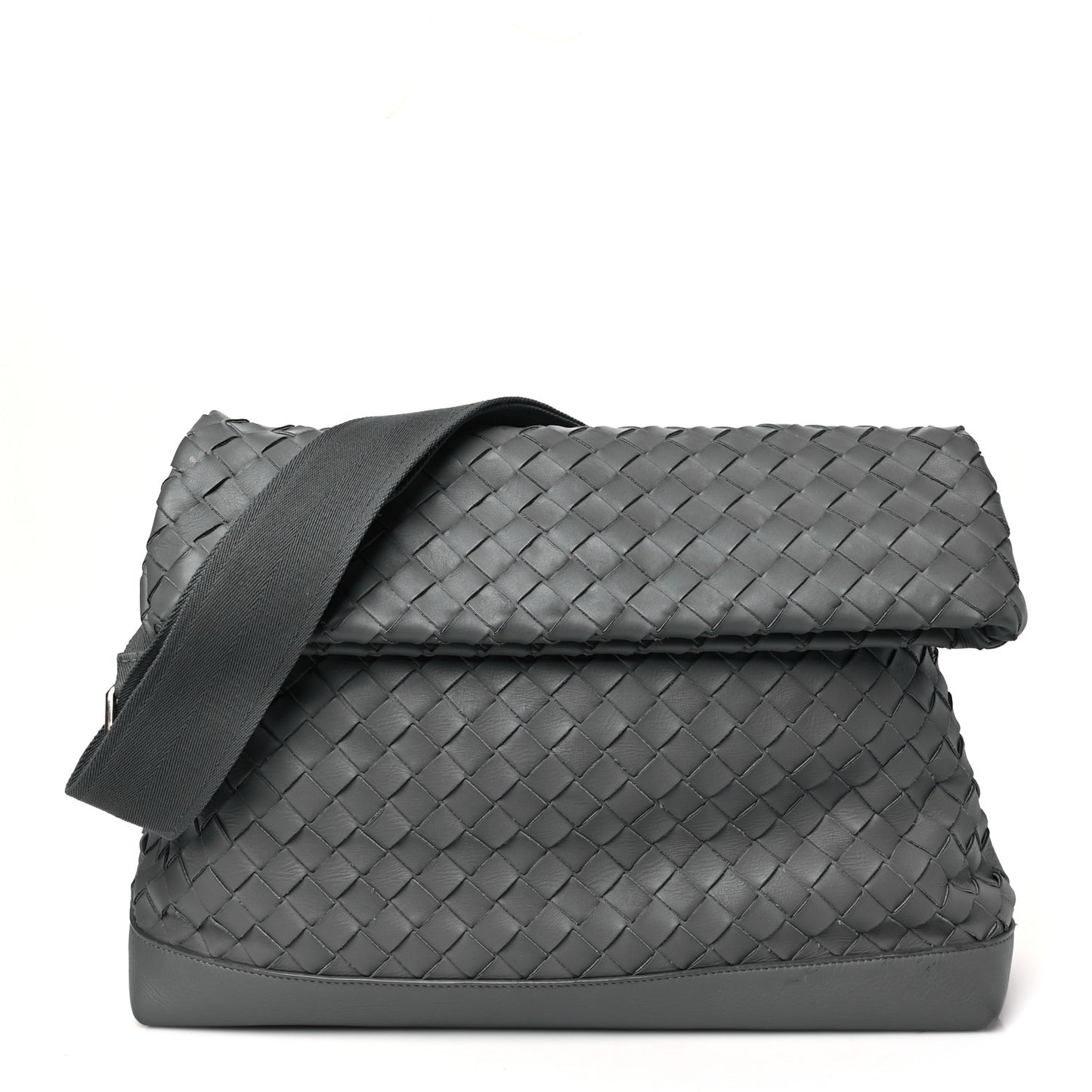 Nappa Intrecciato Large Fold Crossbody Messenger Thunder