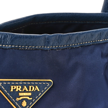 Prada Tessuto Nylon Vitello Daino Tote Blue 8 of 8