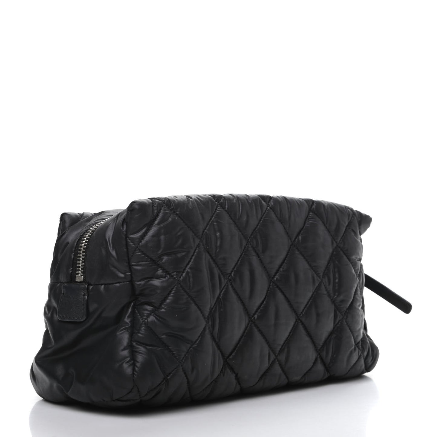 Nylon Quilted Cocoon Cosmetic Case Black
