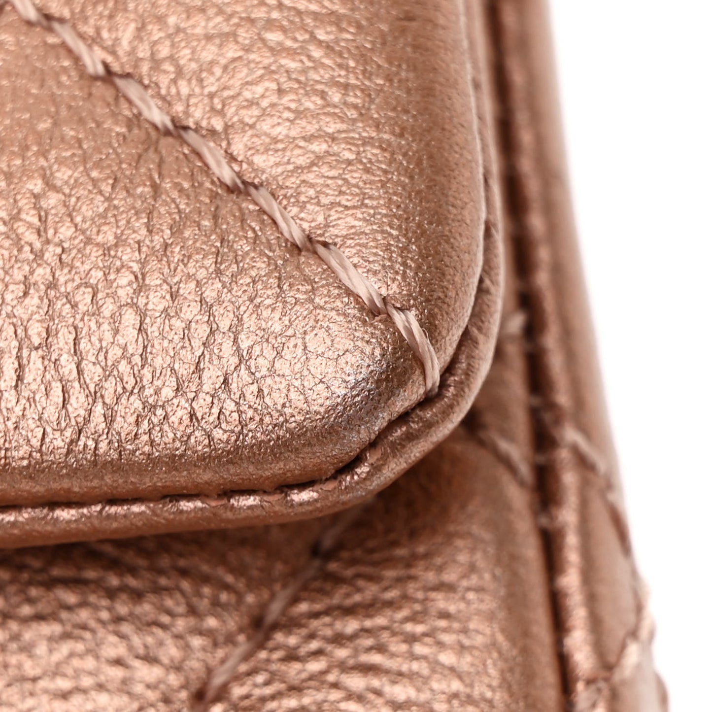 Metallic Grained Calfskin Quilted 2.55 Reissue Mini Flap Copper Pink