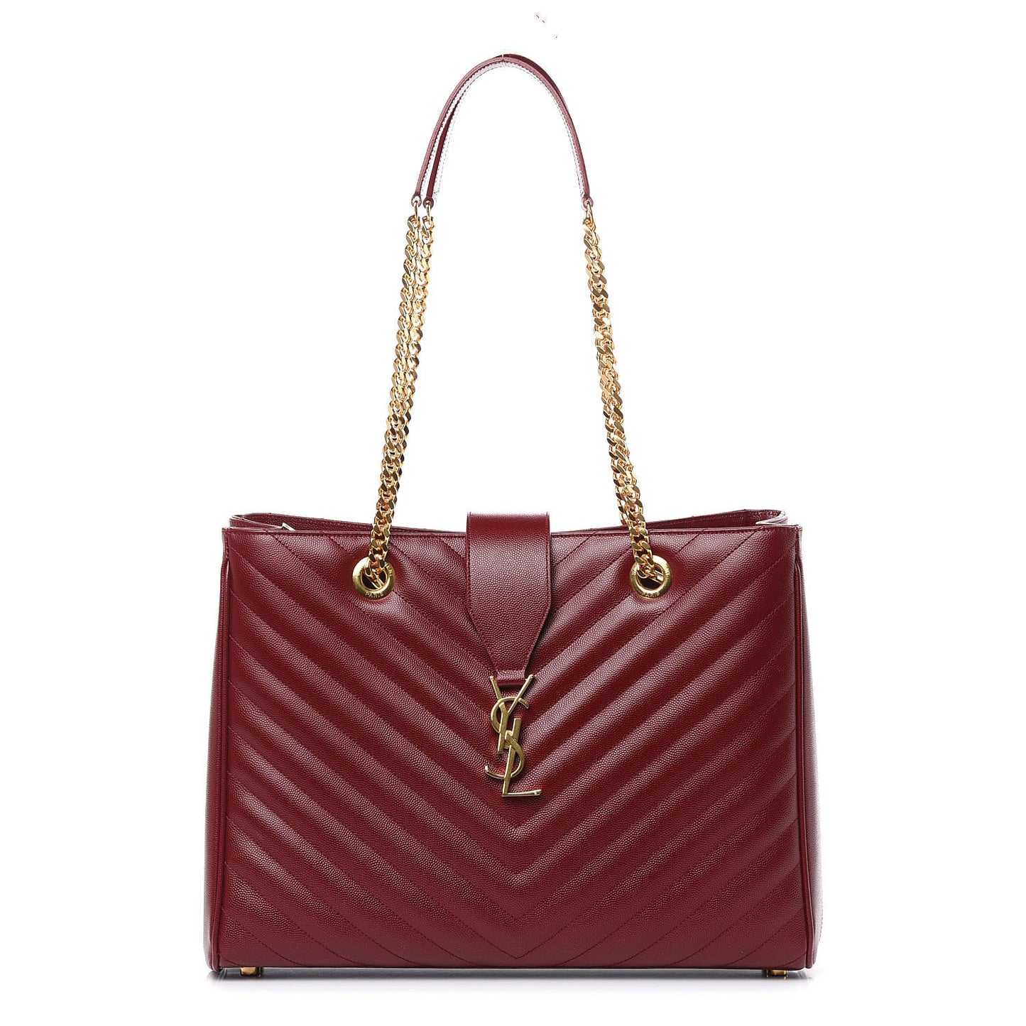 Grain De Poudre Matelasse Chevron Monogram Shopping Bag Oxblood