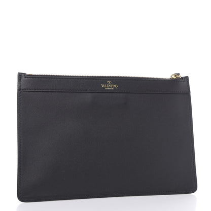Valentino Garavani Calfskin Vlogo Zip Wristlet Pouch Black 3 of 8