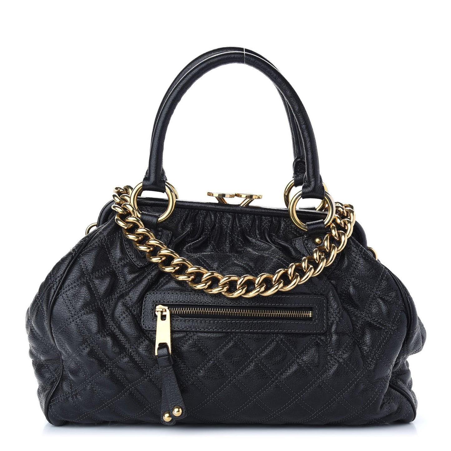 Calfskin Quilted Stam Black
