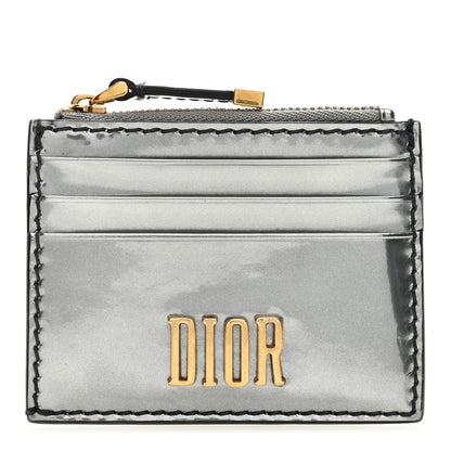 Christian Dior Metallic Calfskin D-Fence Card Holder Silver 1 of 6