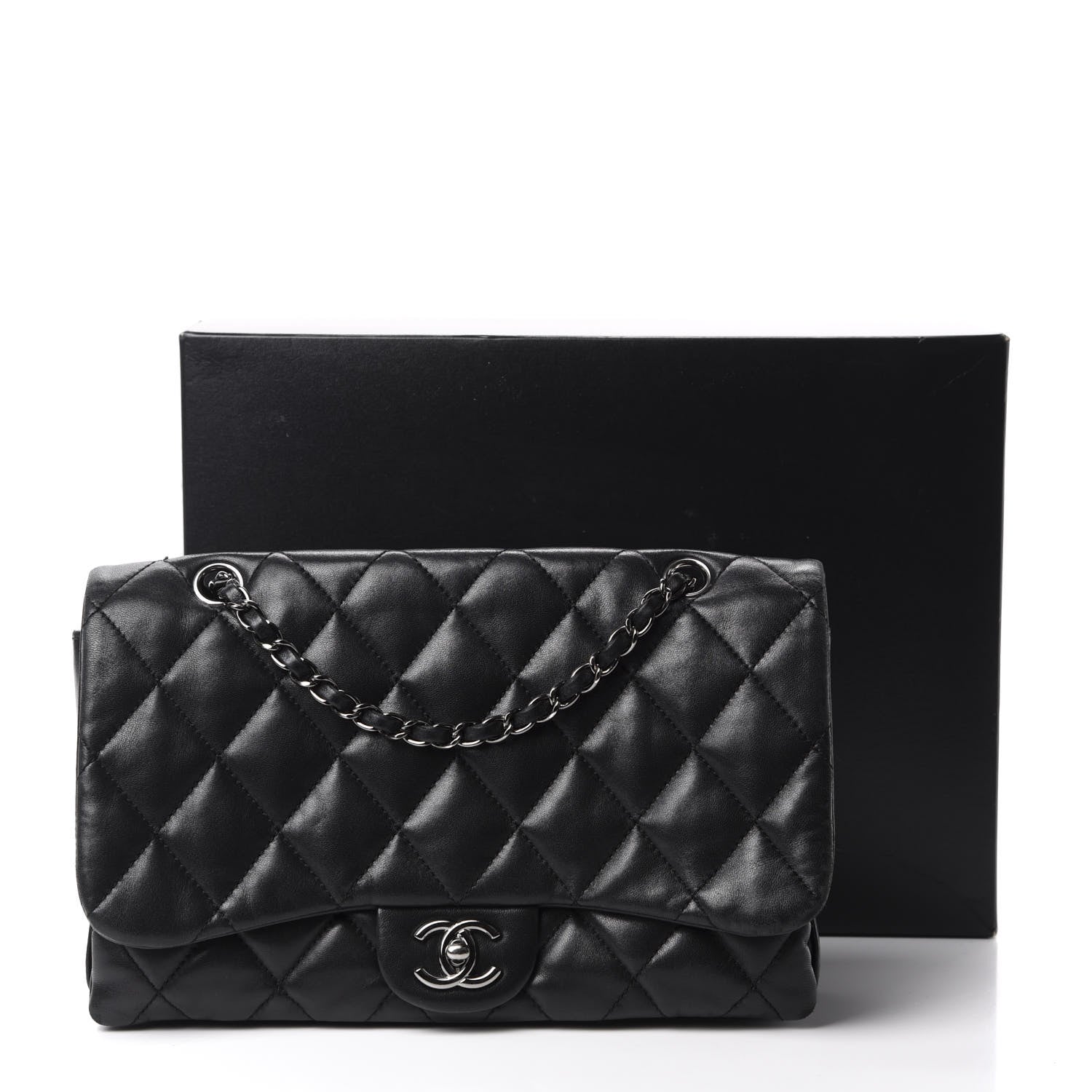 Chanel Lambskin Quilted Jumbo 3 Flap Black 14 of 14