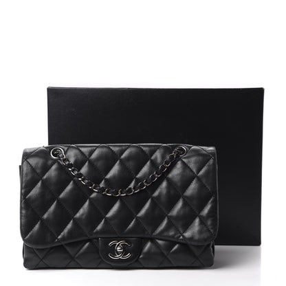 Chanel Lambskin Quilted Jumbo 3 Flap Black 14 of 14