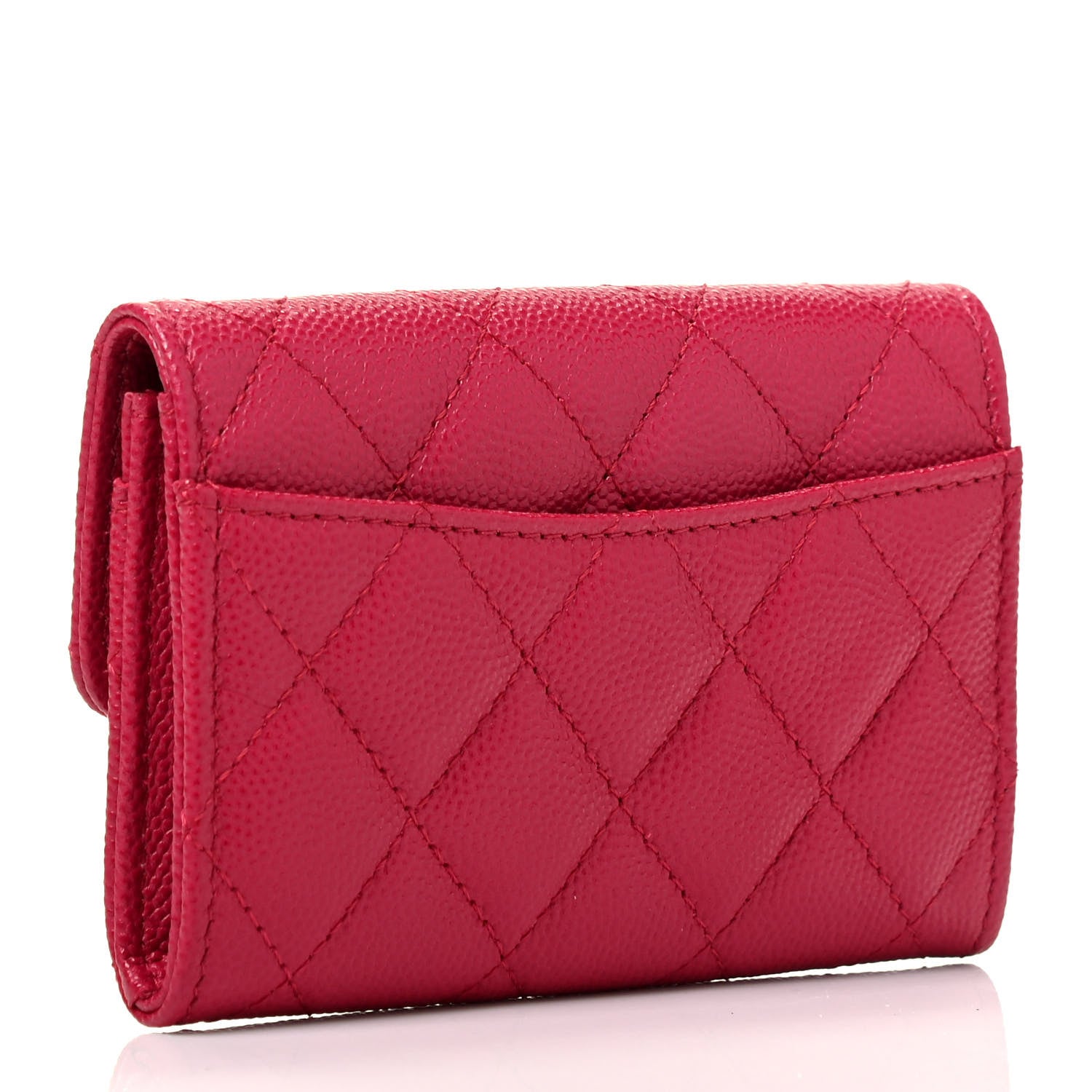 Chanel Caviar Quilted Flap Card Holder Wallet Dark Pink 3 of 8