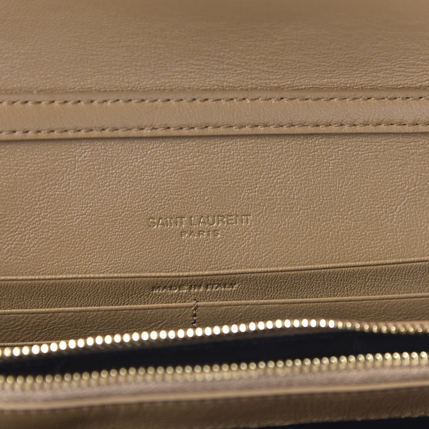 Saint Laurent Lambskin Diamond Quilted Becky Chain Wallet Gold Sand 8 of 10